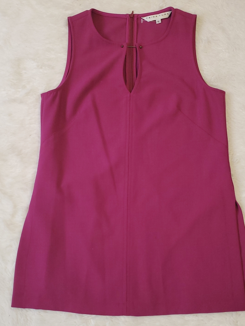 NWOT Trina Turk Sleeveless Purple Shift Dress with Front Keyhole